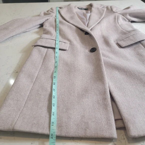 Lauren Ralph Lauren black label Herringbone wool blend dusty pink  coat size 4 - Picture 4 of 15